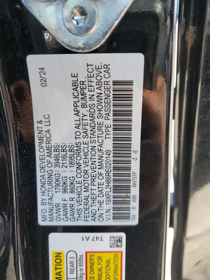 2024 HONDA CIVIC SPORT VIN:19XFL2H86RE020149