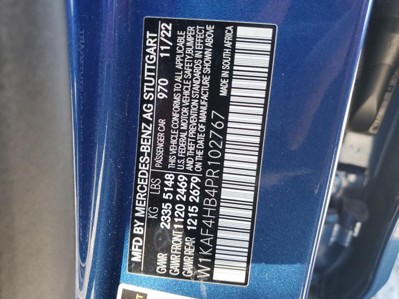 2023 MERCEDES-BENZ C 300 4MATIC VIN:W1KAF4HB4PR102767