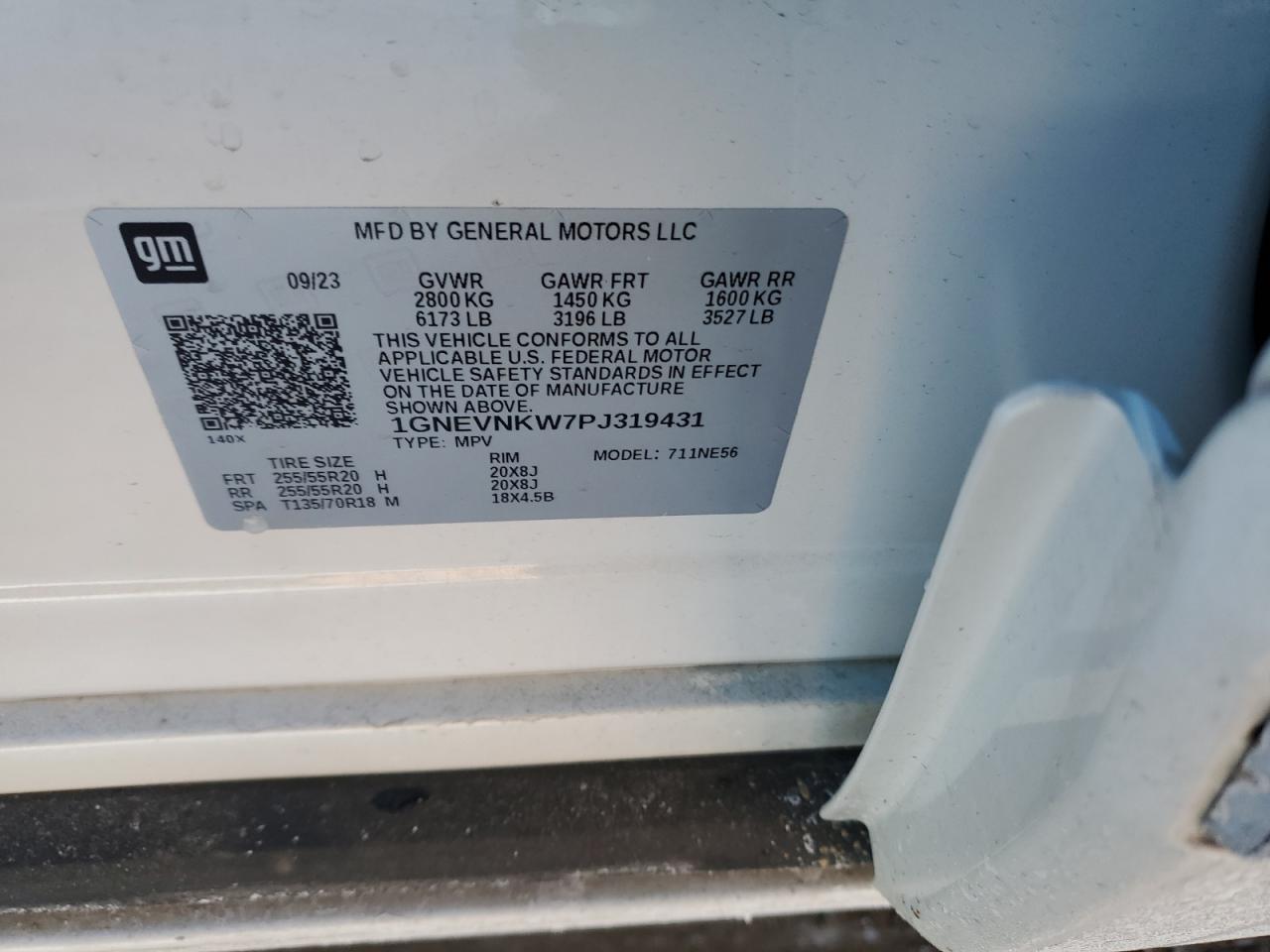 2023 CHEVROLET TRAVERSE HIGH COUNTRY VIN:1GNEVNKW7PJ319431