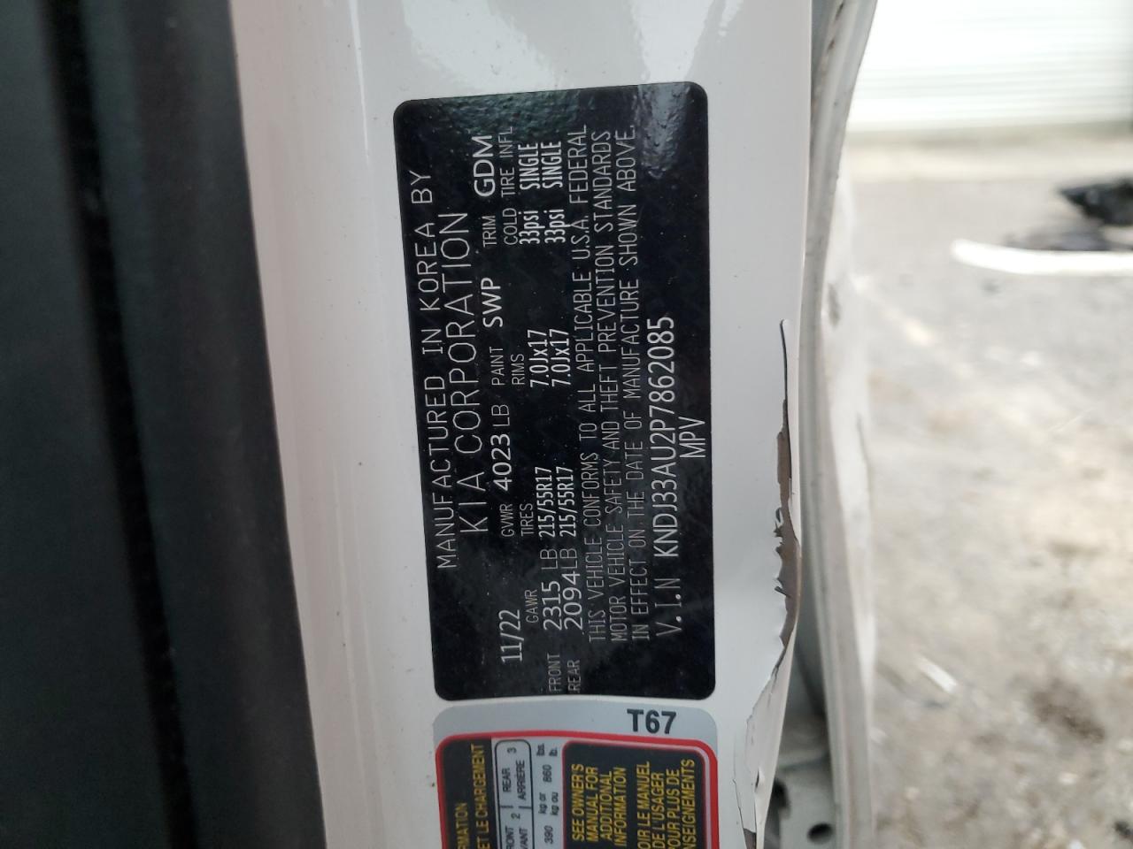 2023 KIA SOUL EX VIN:KNDJ33AU2P7862085