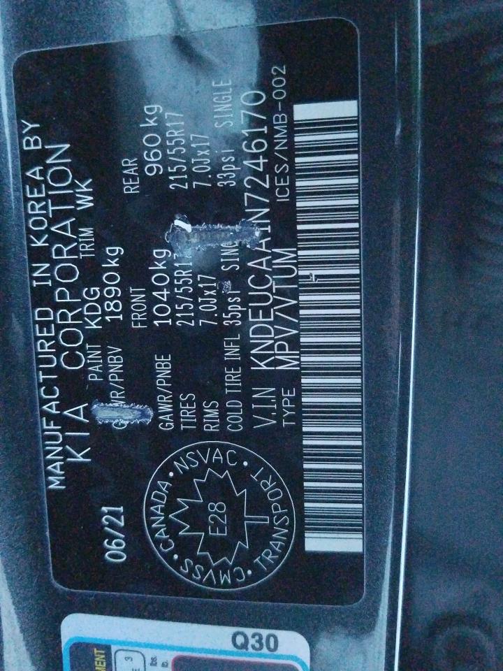 2022 KIA SELTOS S VIN:KNDEUCAA1N7246170