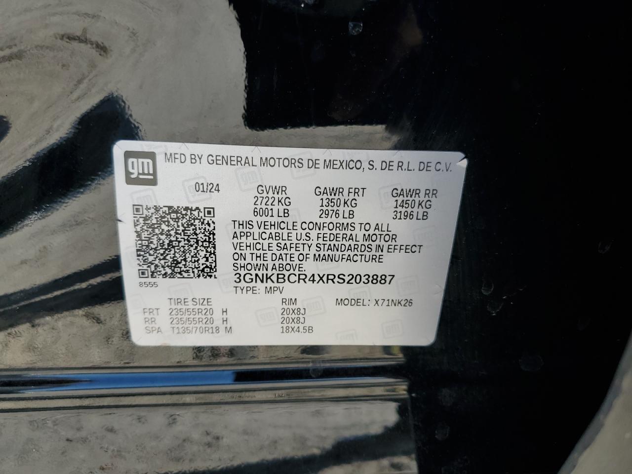 2024 CHEVROLET BLAZER 2LT VIN:3GNKBCR4XRS203887