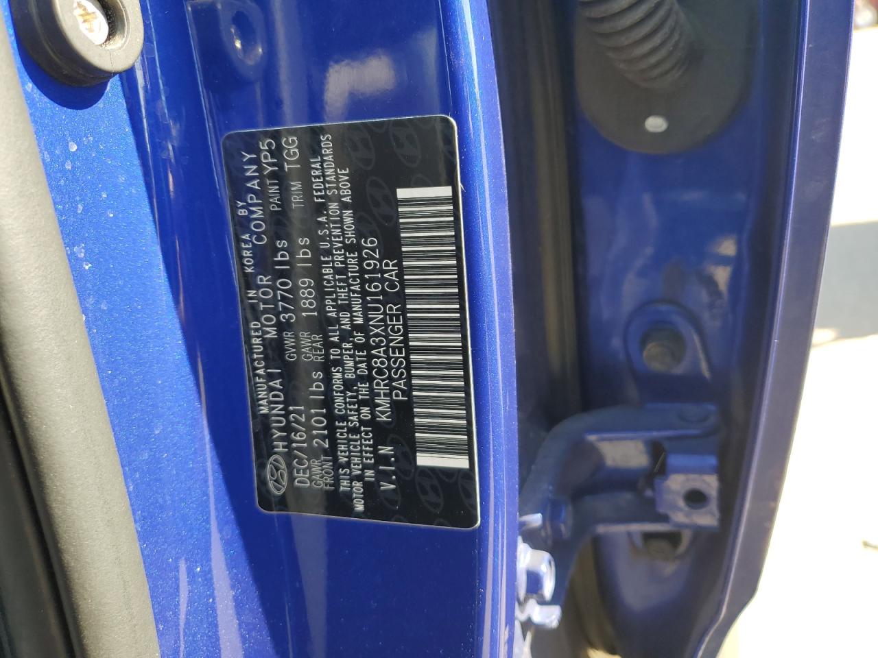 2022 HYUNDAI VENUE SEL VIN:KMHRC8A3XNU161926