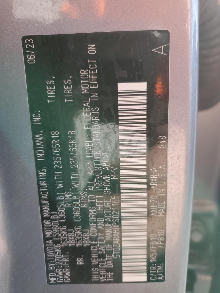 2023 TOYOTA HIGHLANDER HYBRID LE VIN:5TDZARAH8PS021165