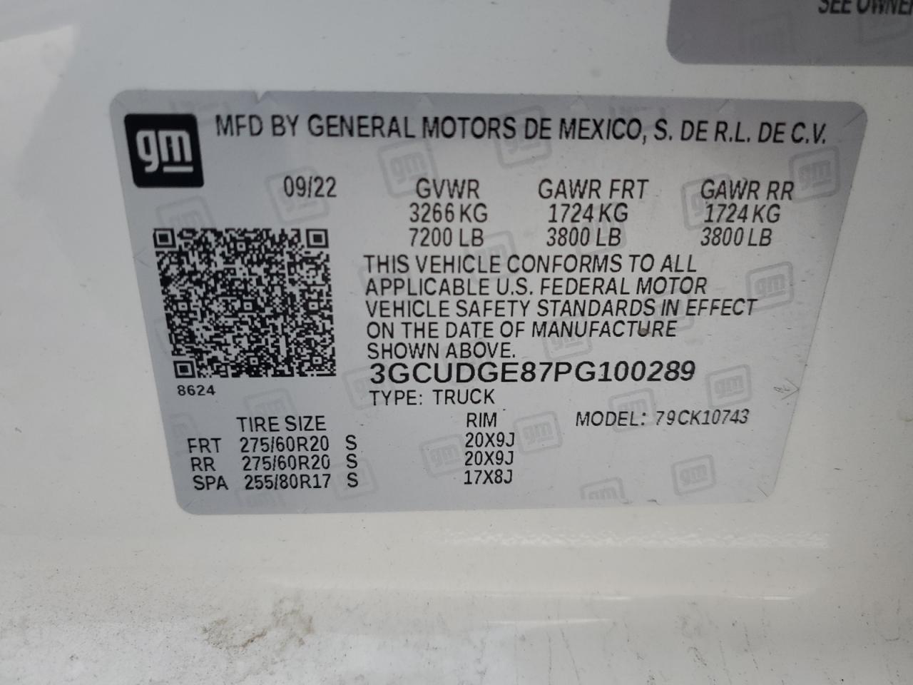 2023 CHEVROLET SILVERADO K1500 LTZ VIN:3GCUDGE87PG100289