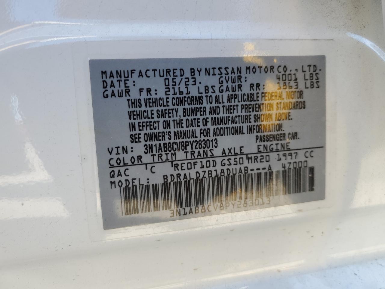 2023 NISSAN SENTRA SV VIN:3N1AB8CV8PY283013