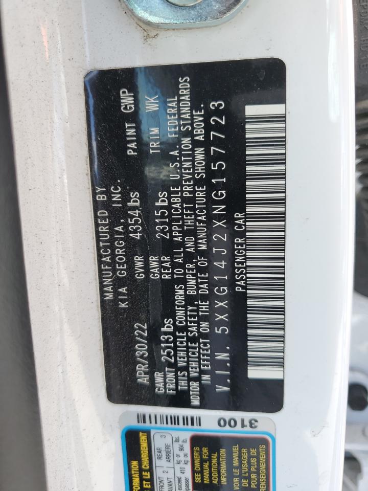 2022 KIA K5 LXS VIN:5XXG14J2XNG157723