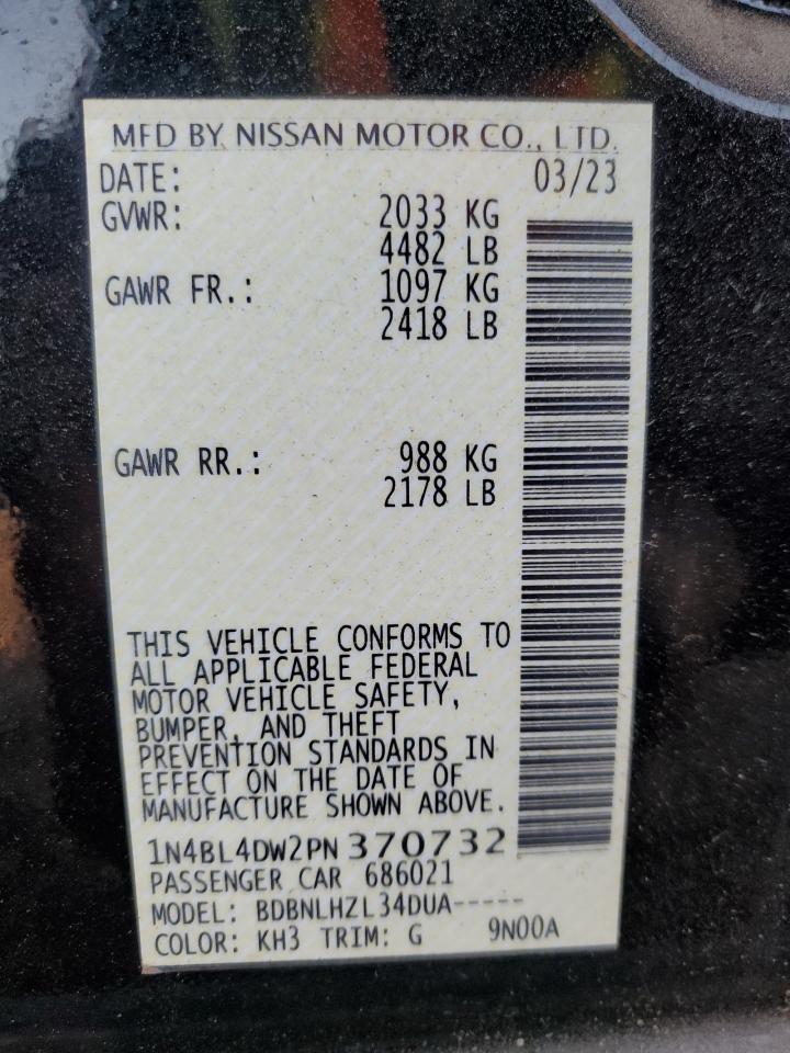 2023 NISSAN ALTIMA SV VIN:1N4BL4DW2PN370732