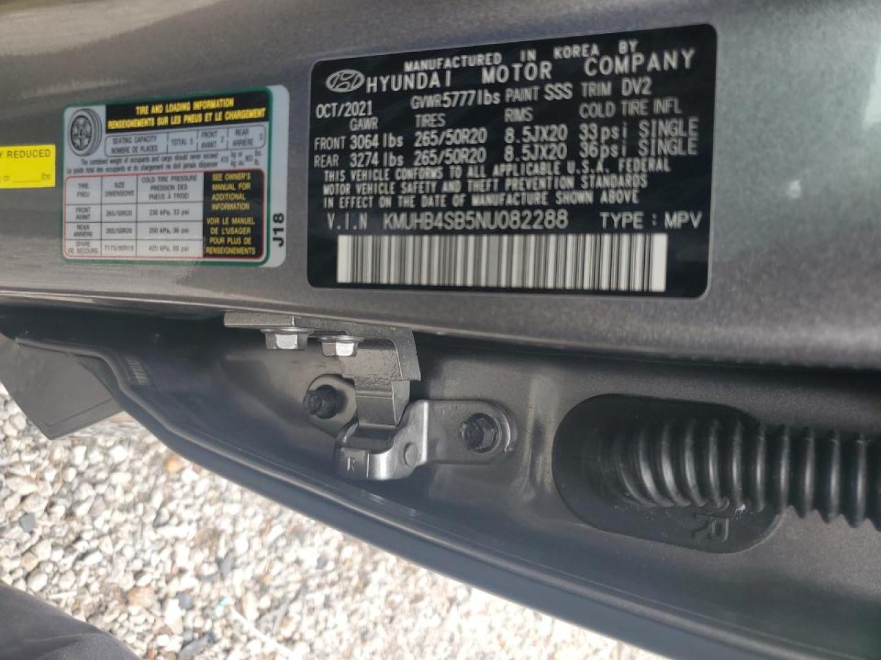 2022 GENESIS GV80 BASE VIN:KMUHB4SB5NU082288