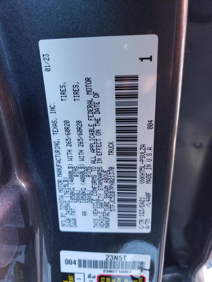 2023 TOYOTA TUNDRA CREWMAX LIMITED VIN:5TFJC5DB7PX021370