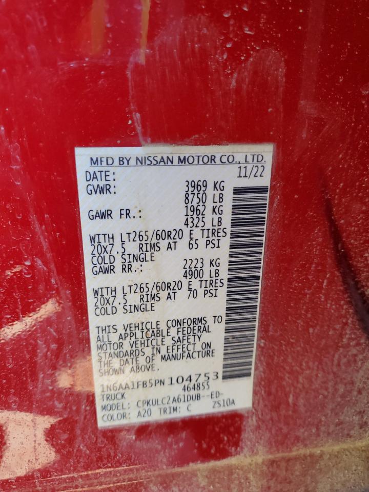 2023 NISSAN TITAN XD SV VIN:1N6AA1FB5PN104753