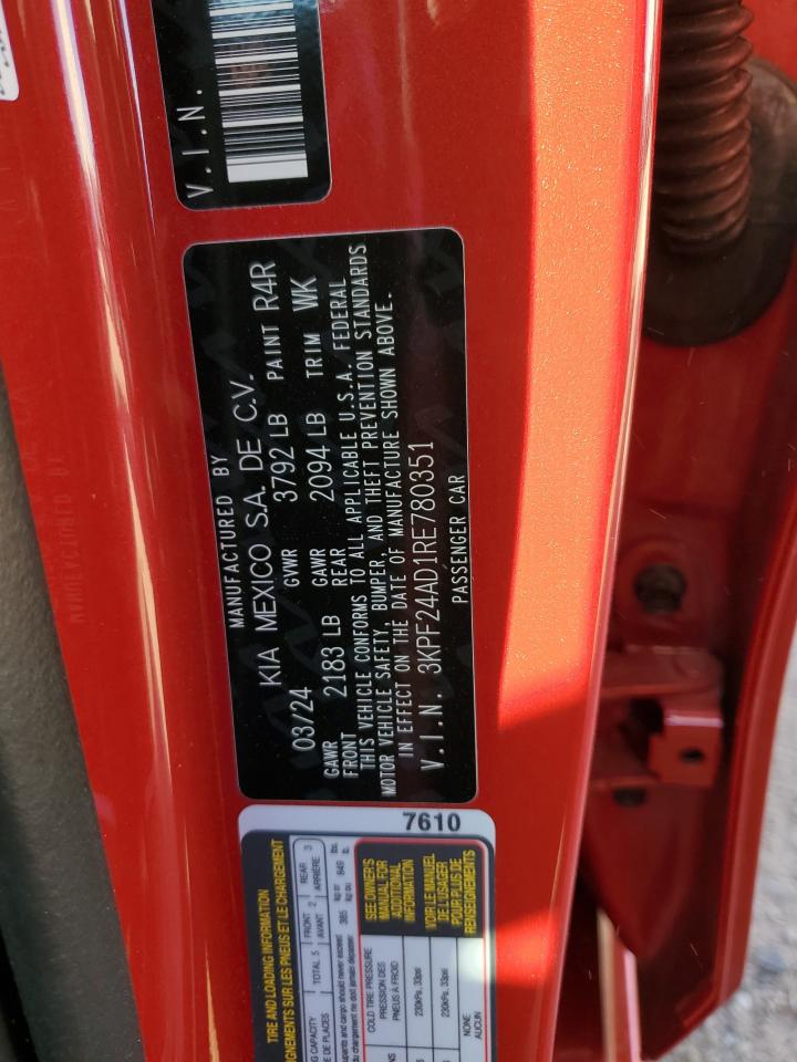 2024 KIA FORTE LX VIN:3KPF24AD1RE780351
