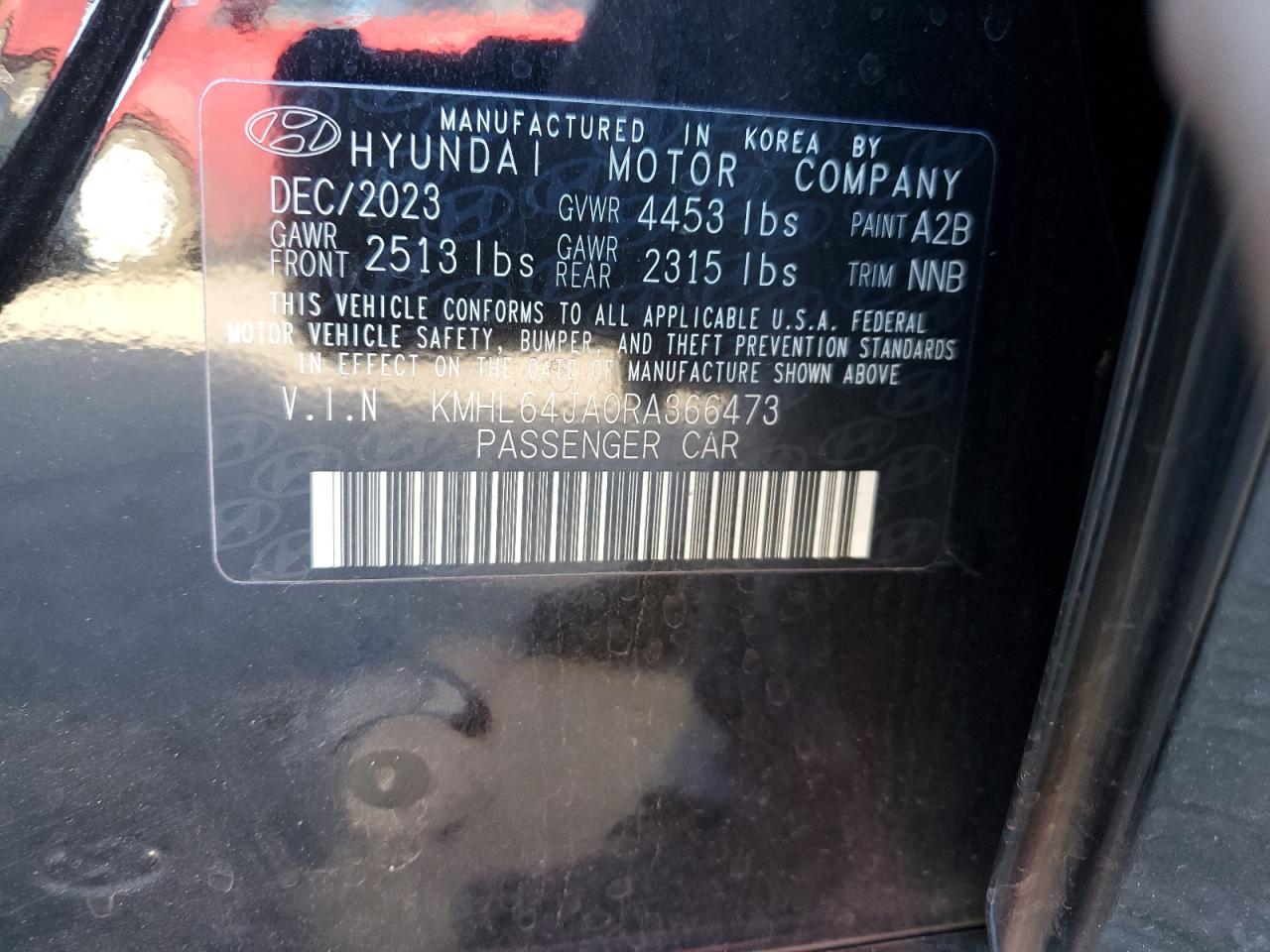 2024 HYUNDAI SONATA SEL VIN:KMHL64JA0RA366473