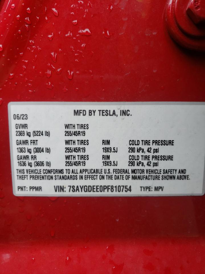 2023 TESLA MODEL Y  VIN:7SAYGDEE0PF810754
