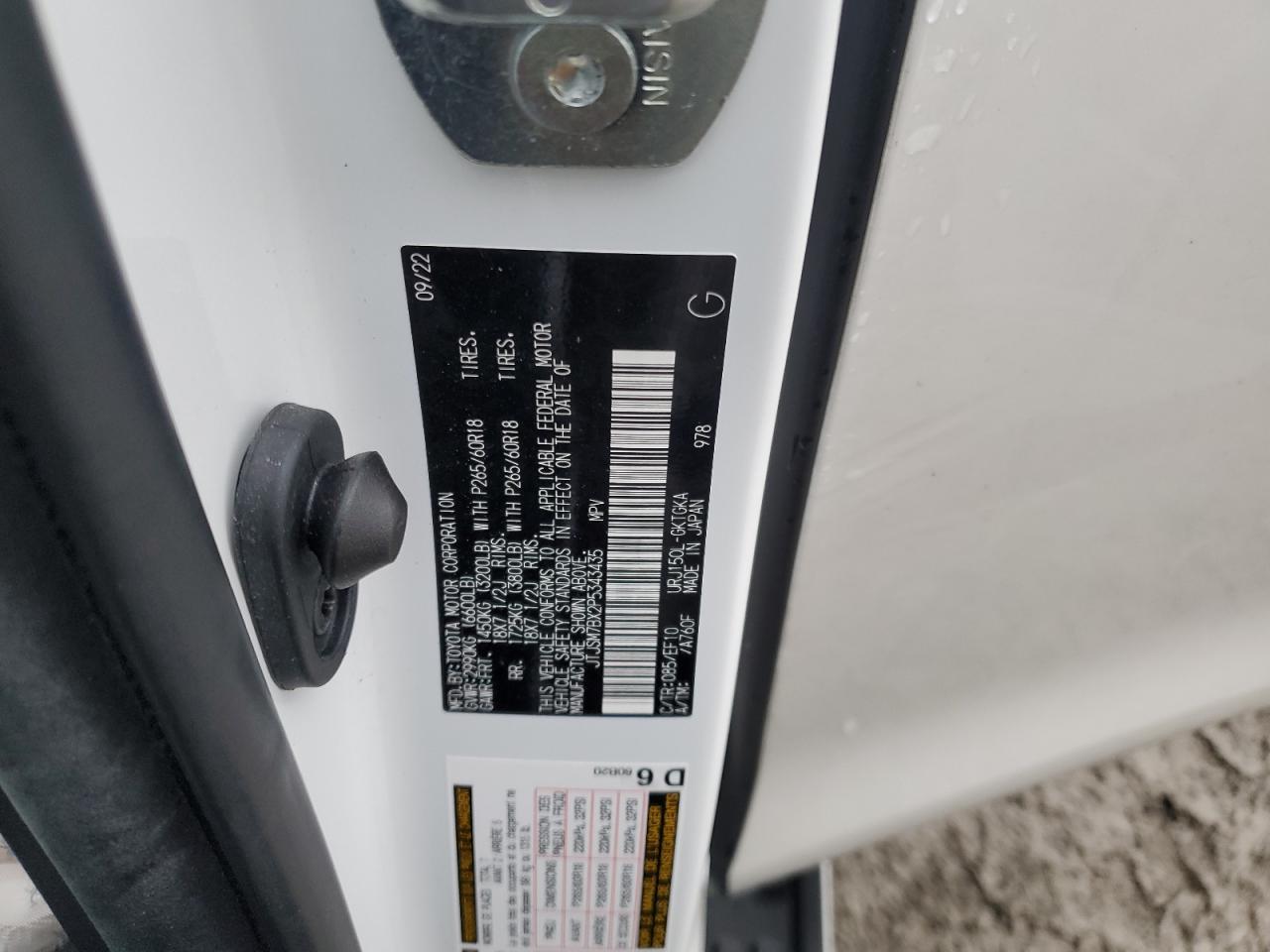 2023 LEXUS GX 460 VIN:JTJSM7BX2P5343435