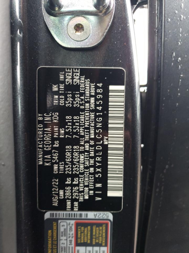 2022 KIA SORENTO S VIN:5XYRLDLC5NG145984