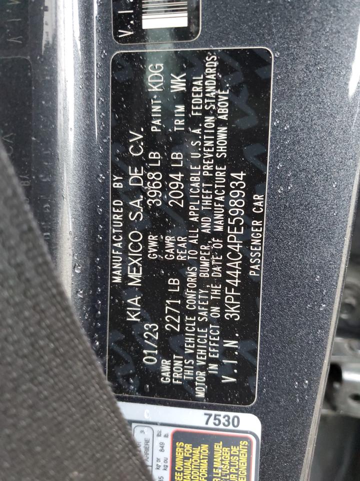 2023 KIA FORTE GT VIN:3KPF44AC4PE598934