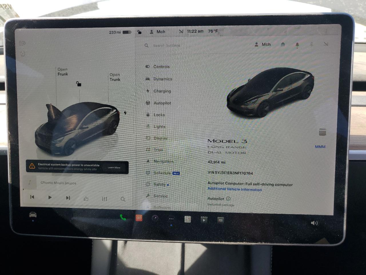 2022 TESLA MODEL 3  VIN:5YJ3E1EB3NF170764