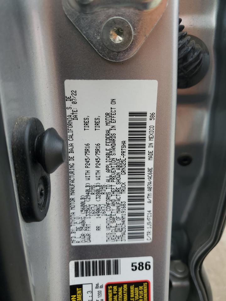2022 TOYOTA TACOMA DOUBLE CAB VIN:3TMAZ5CN4NM191683