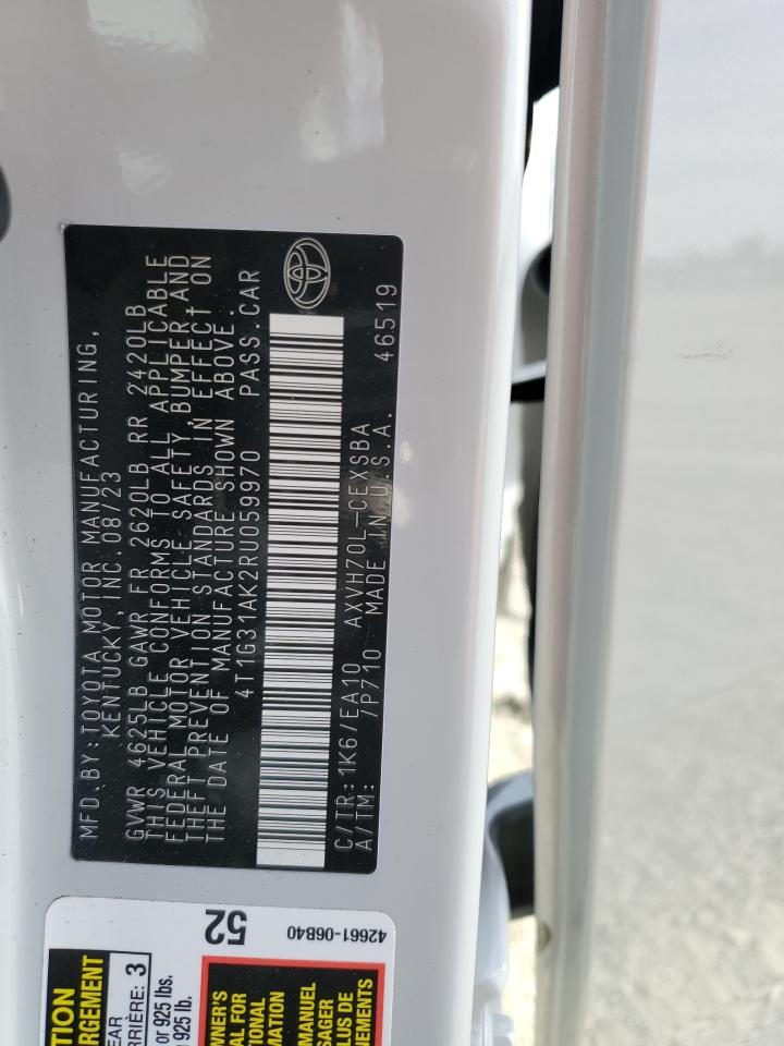 2024 TOYOTA CAMRY SE NIGHT SHADE VIN:4T1G31AK2RU059970