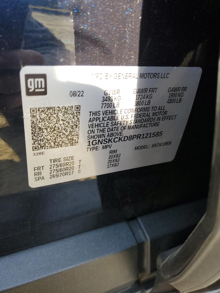 2023 CHEVROLET SUBURBAN K1500 LT VIN:1GNSKCKD8PR121585