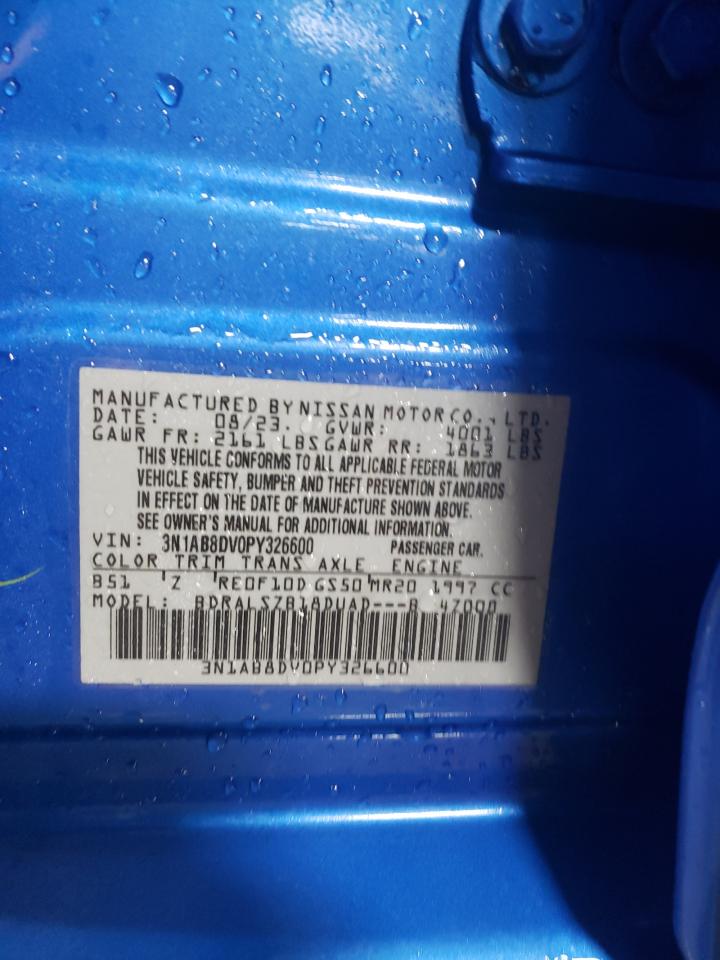 2023 NISSAN SENTRA SR VIN:3N1AB8DV0PY326600