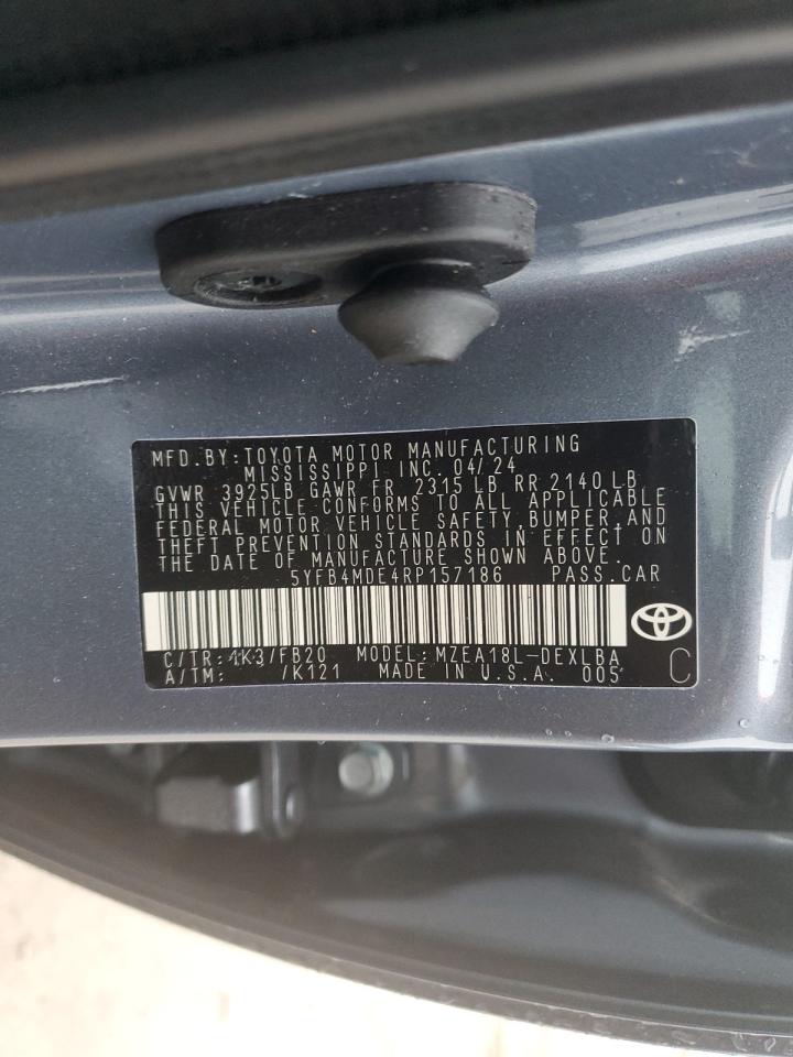 2024 TOYOTA COROLLA LE VIN:5YFB4MDE4RP157186