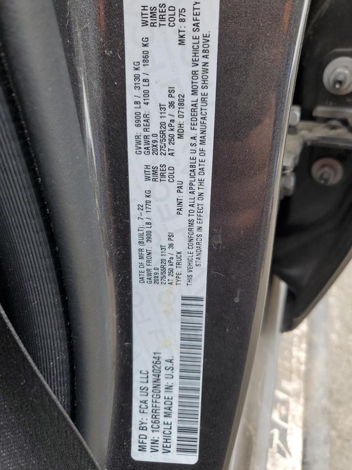 2022 RAM 1500 BIG HORN/LONE STAR VIN:1C6RRFFG0NN402641