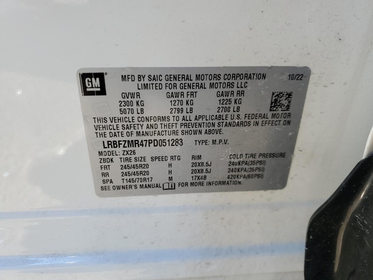 2023 BUICK ENVISION PREFERRED VIN:LRBFZMR47PD051283