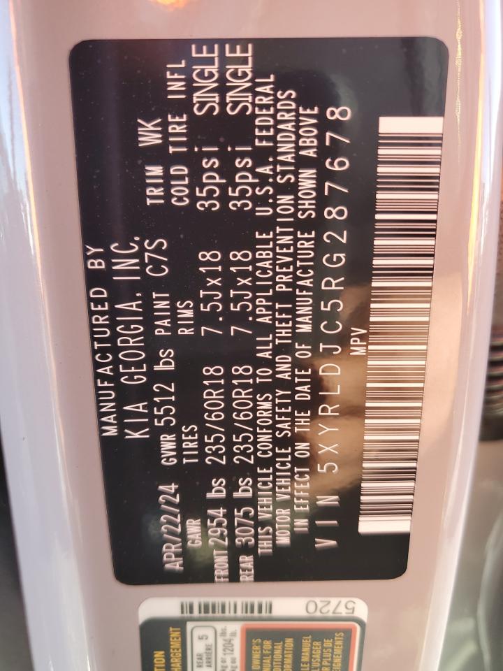 2024 KIA SORENTO S VIN:5XYRLDJC5RG287678