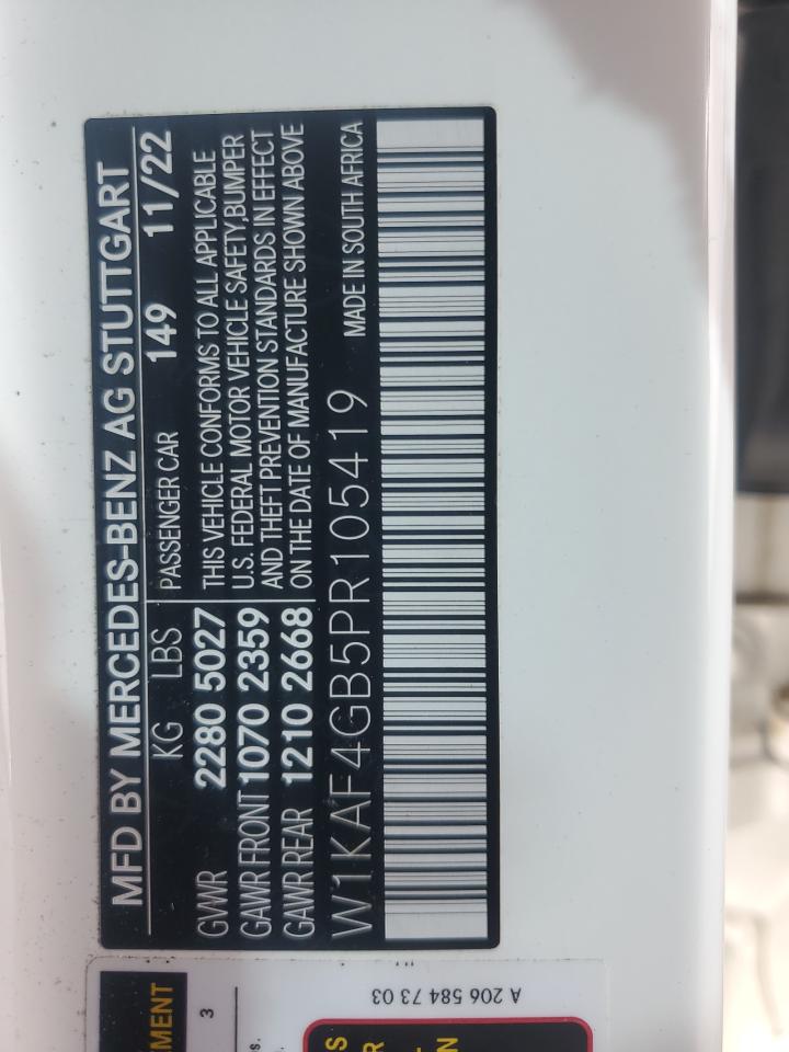 2023 MERCEDES-BENZ C 300 VIN:W1KAF4GB5PR105419