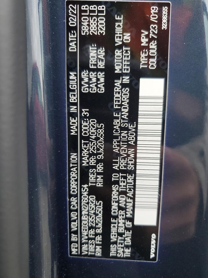 2022 VOLVO XC40 P8 RECHARGE ULTIMATE VIN:YV4ED3UB1N2760454