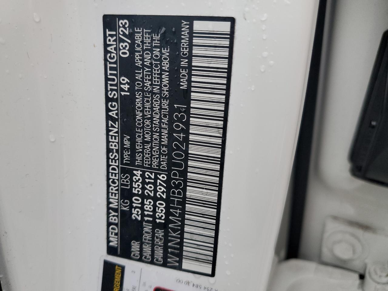 2023 MERCEDES-BENZ GLC 300 4MATIC VIN:W1NKM4HB3PU024931