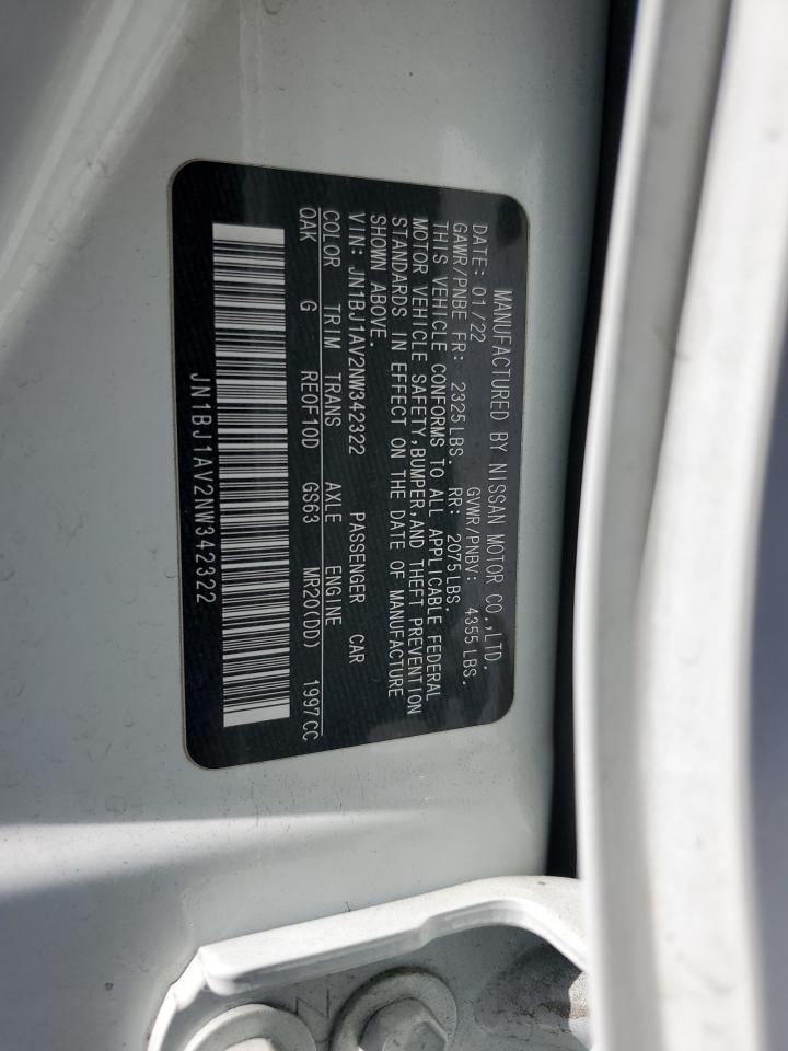 2022 NISSAN ROGUE SPORT S VIN:JN1BJ1AV2NW342322