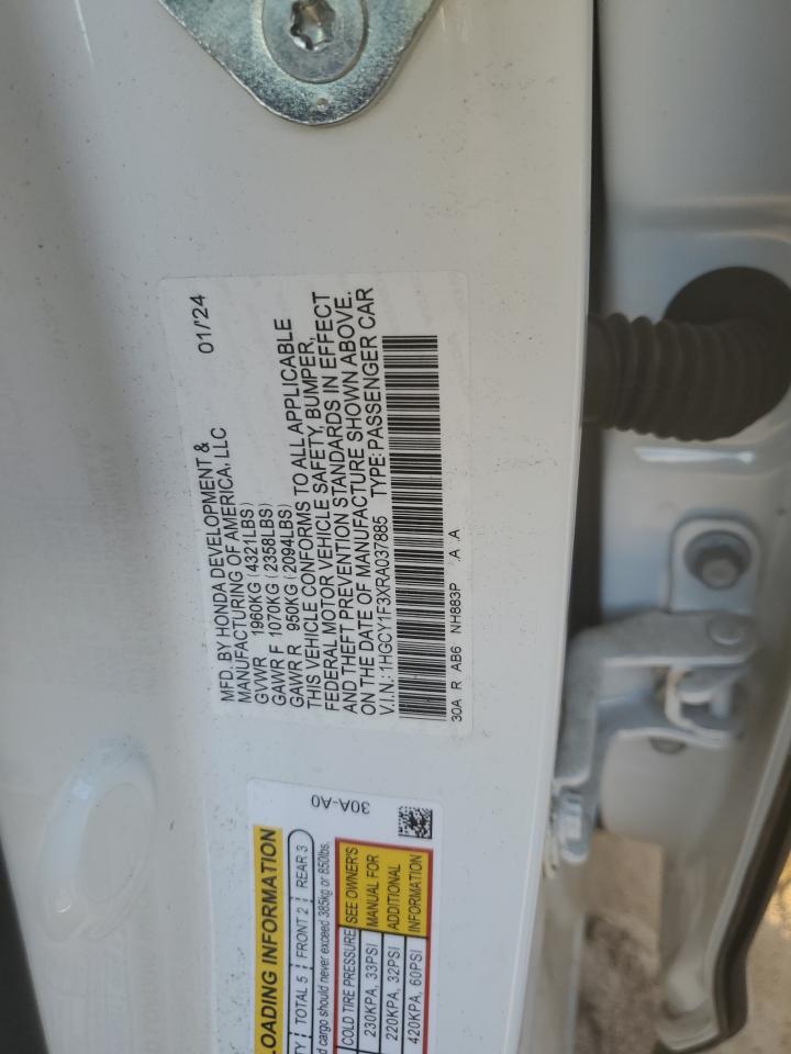 2024 HONDA ACCORD EX VIN:1HGCY1F3XRA037885