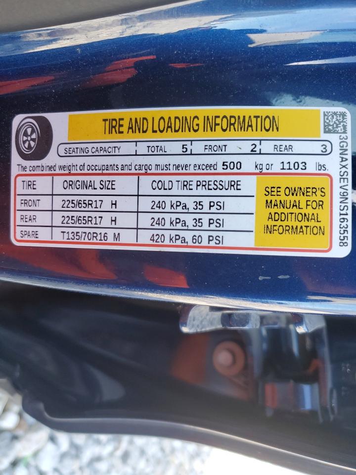 2022 CHEVROLET EQUINOX LS VIN:3GNAXSEV9NS163558