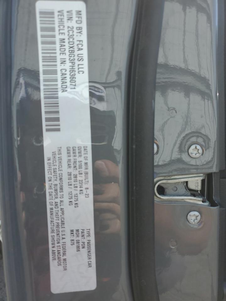 2023 DODGE CHARGER SXT VIN:2C3CDXBG3PH636071