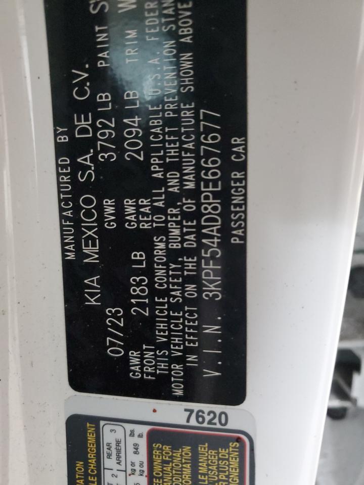 2023 KIA FORTE GT LINE VIN:3KPF54AD8PE667677
