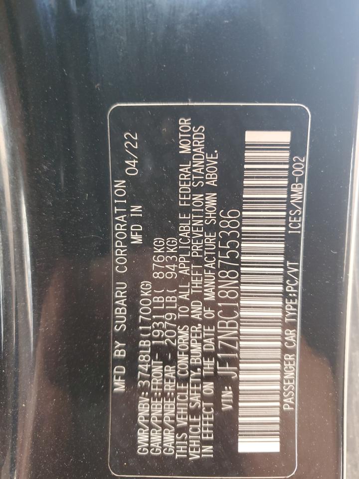 2022 TOYOTA GR 86  VIN:JF1ZNBC18N8755386
