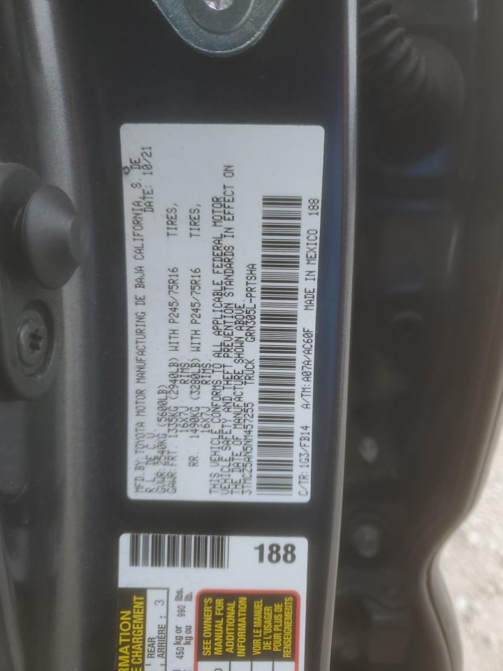 2022 TOYOTA TACOMA DOUBLE CAB VIN:3TMCZ5AN5NM457255