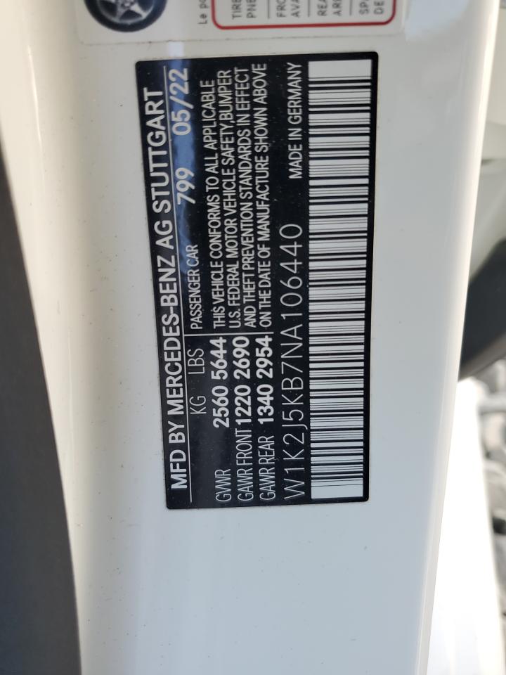 2022 MERCEDES-BENZ CLS 450 4MATIC VIN:W1K2J5KB7NA106440