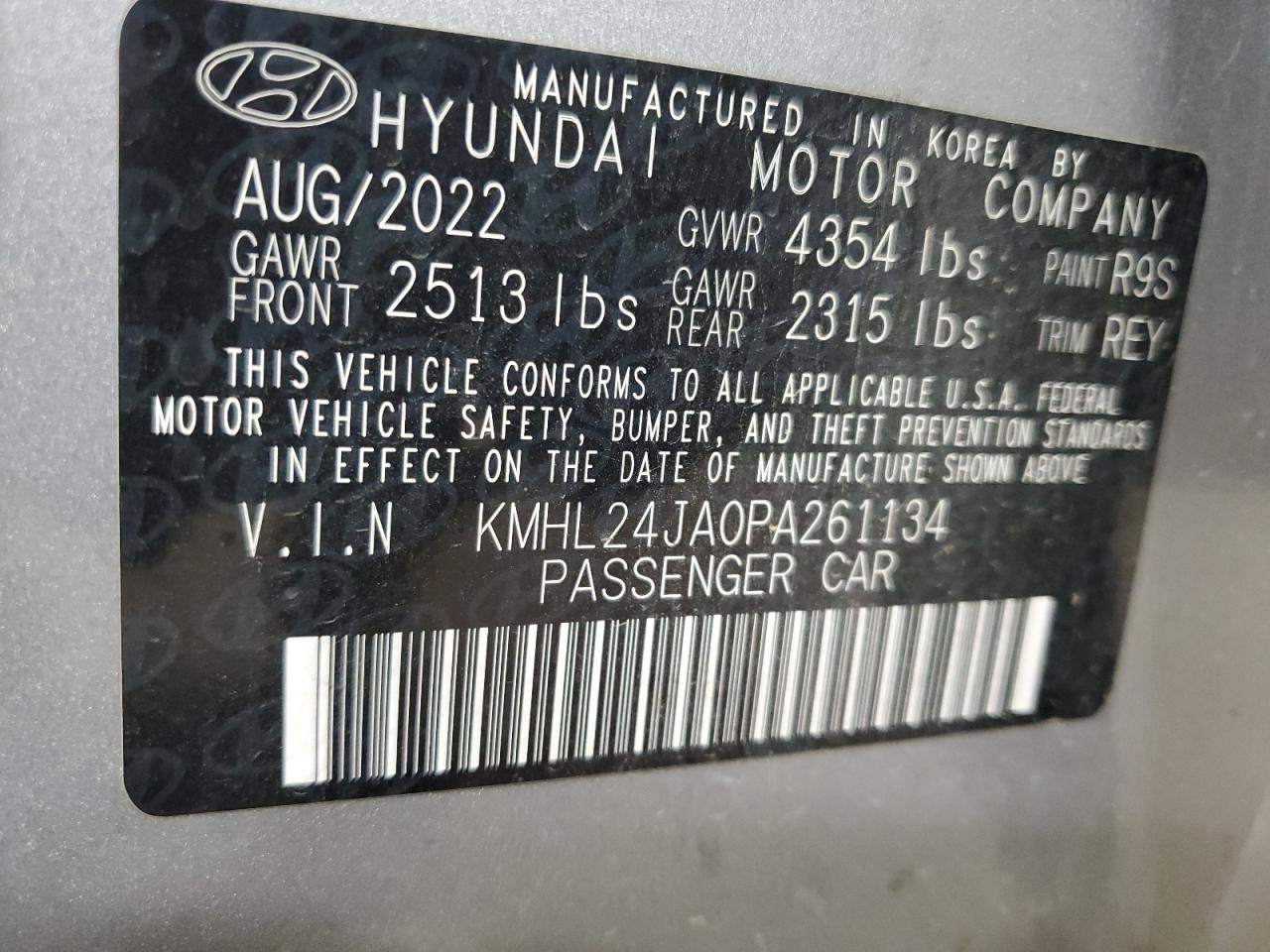 2023 HYUNDAI SONATA SE VIN:KMHL24JA0PA261134