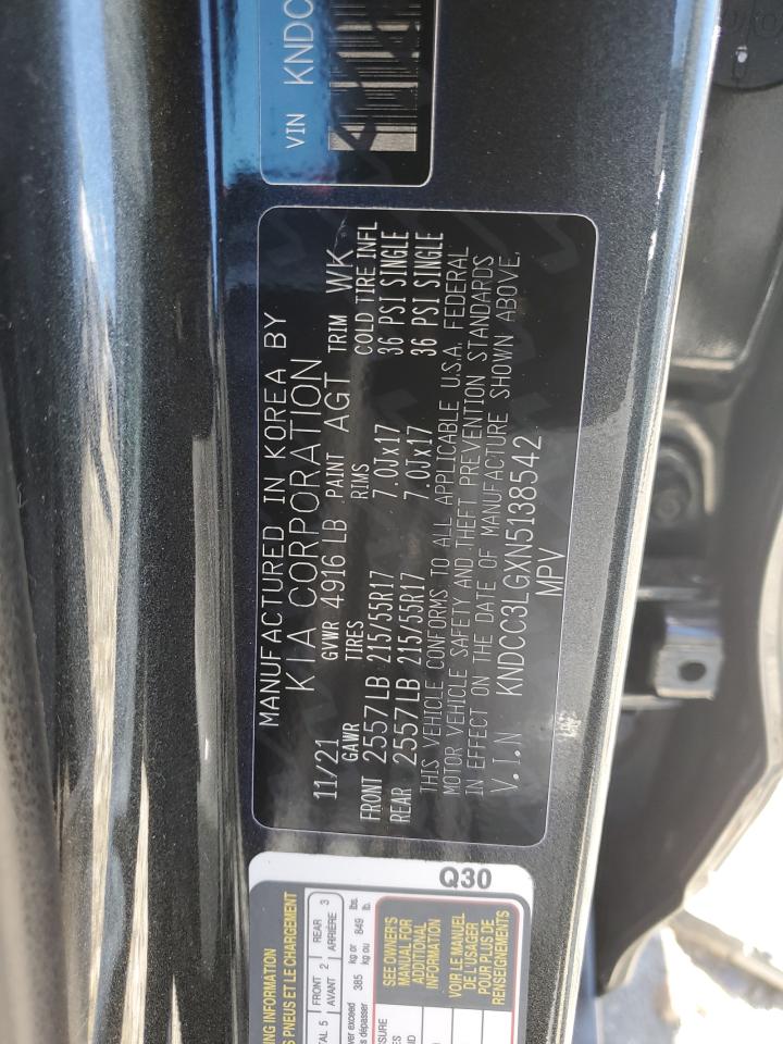 2022 KIA NIRO S VIN:KNDCC3LGXN5138542