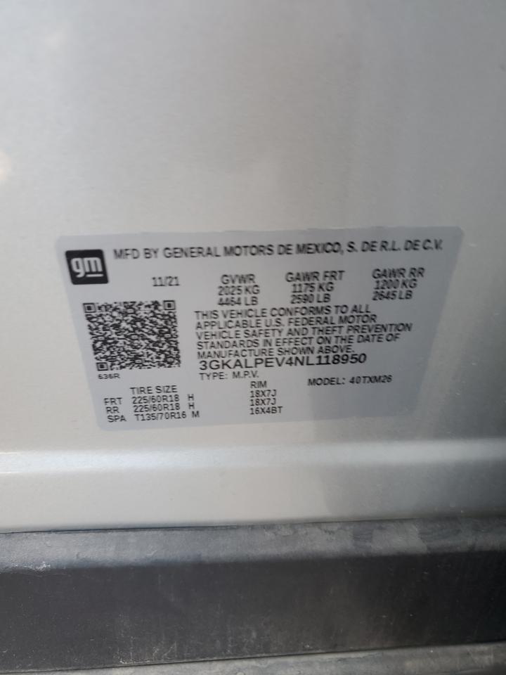 2022 GMC TERRAIN SLT VIN:3GKALPEV4NL118950
