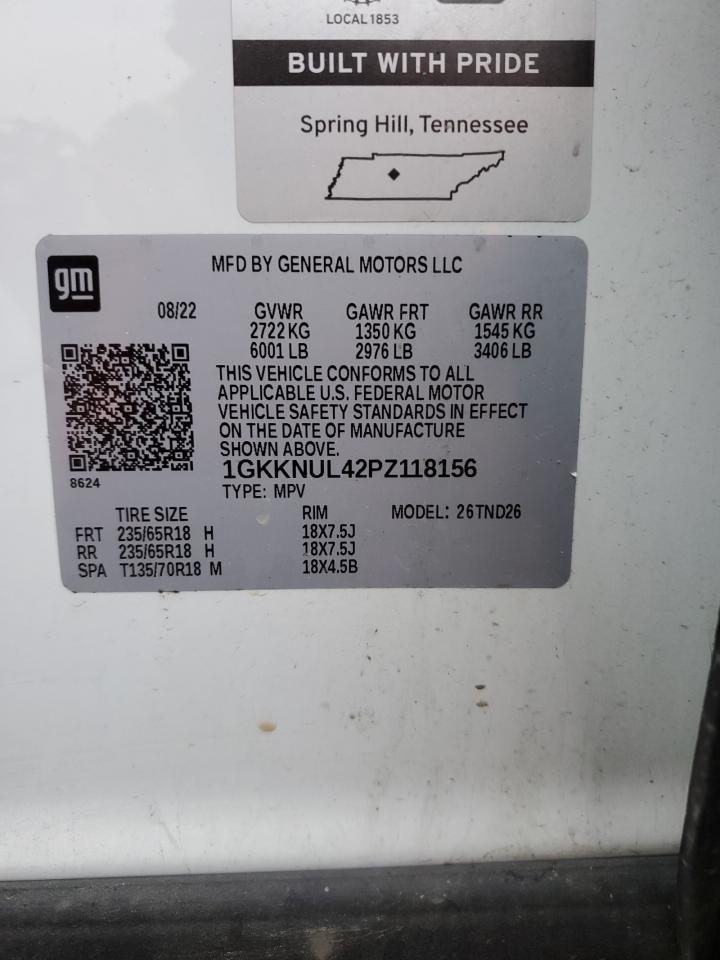 2023 GMC ACADIA SLT VIN:1GKKNUL42PZ118156