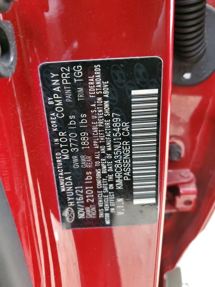 2022 HYUNDAI VENUE SEL VIN:KMHRC8A35NU154897