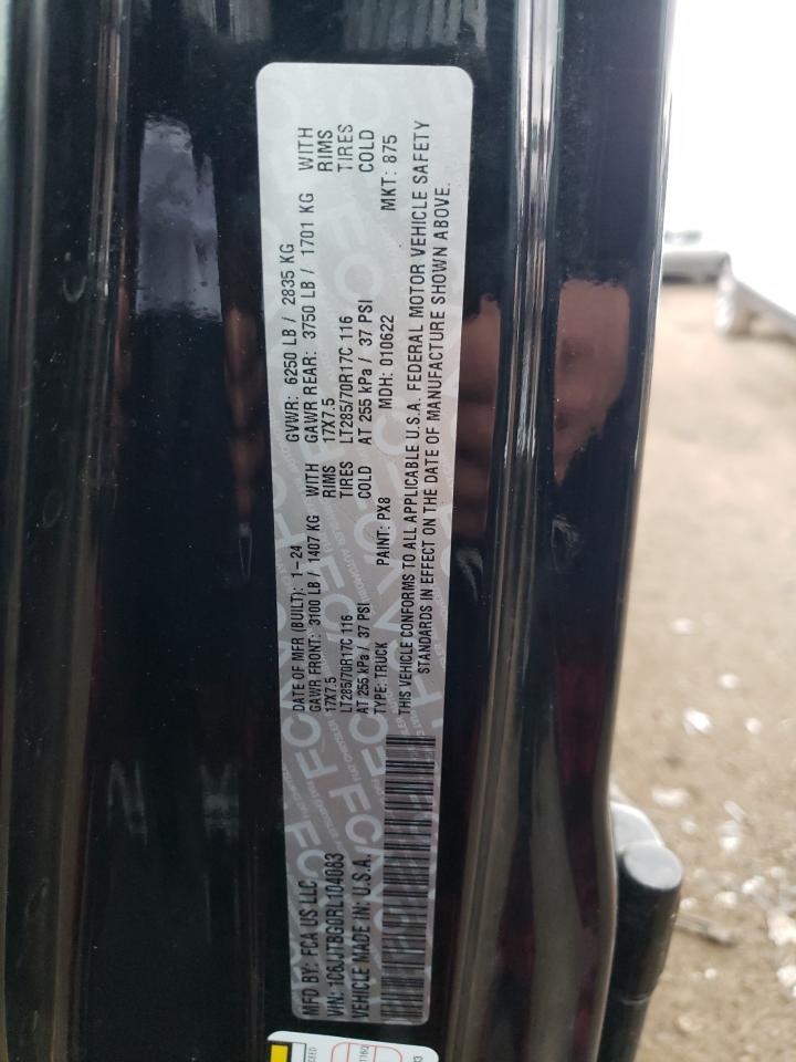 2024 JEEP GLADIATOR RUBICON VIN:1C6JJTBG0RL104083