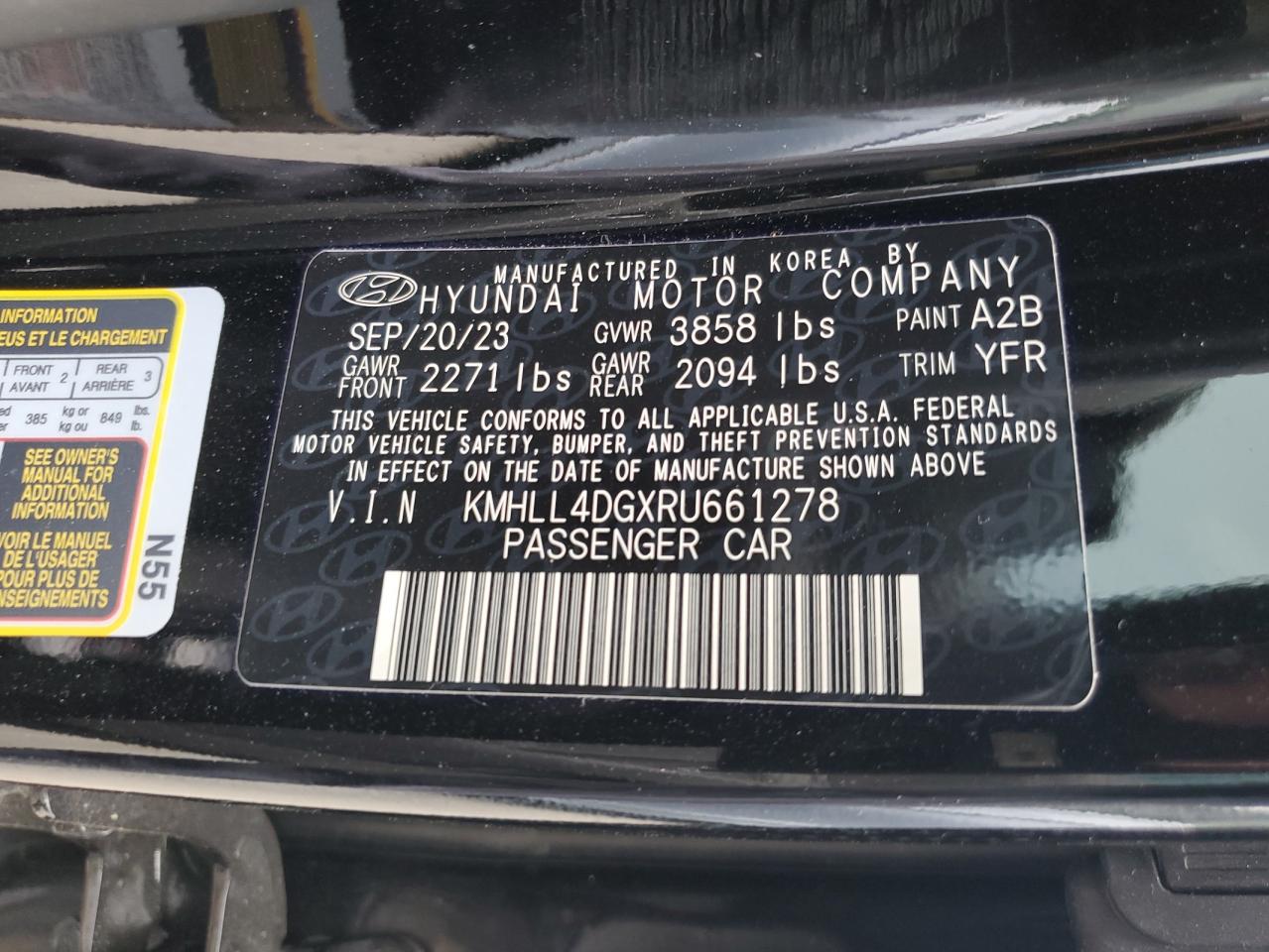 2024 HYUNDAI ELANTRA SE VIN:KMHLL4DGXRU661278