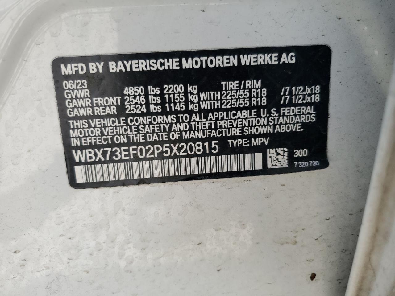 2023 BMW X1 XDRIVE28I VIN:WBX73EF02P5X20815