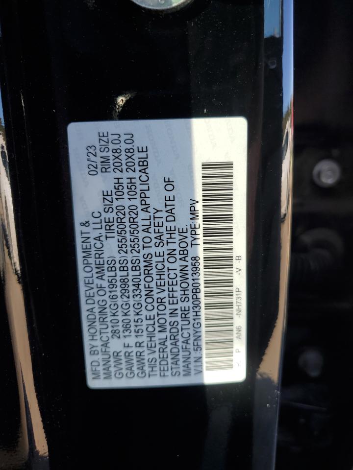 2023 HONDA PILOT SPORT VIN:1GCRCREH5HZ332556